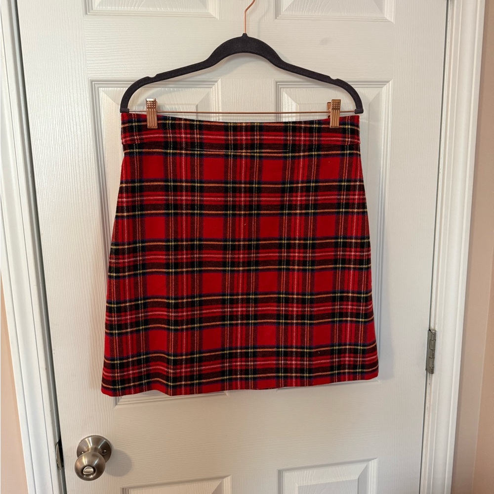 J. Crew Red Plaid A-Line Skirt
